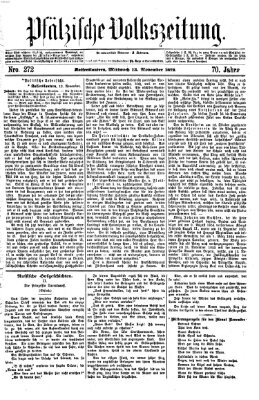 Pfälzische Volkszeitung Mittwoch 13. November 1872