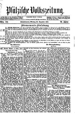 Pfälzische Volkszeitung Montag 30. Dezember 1872