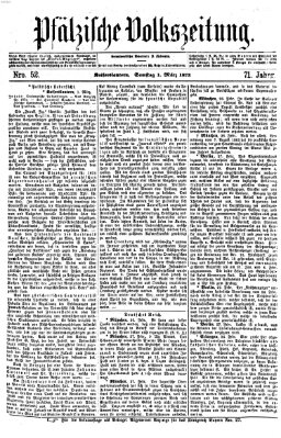 Pfälzische Volkszeitung Samstag 1. März 1873