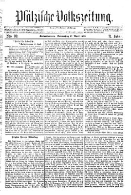 Pfälzische Volkszeitung Donnerstag 17. April 1873