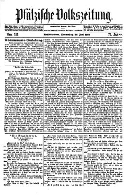 Pfälzische Volkszeitung Donnerstag 26. Juni 1873