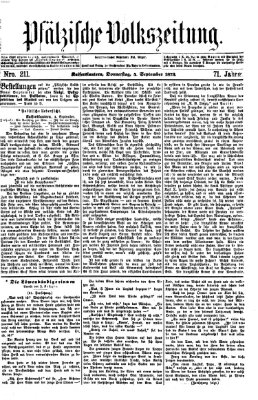 Pfälzische Volkszeitung Donnerstag 4. September 1873