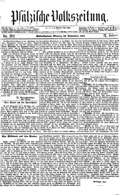 Pfälzische Volkszeitung Montag 29. September 1873