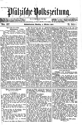 Pfälzische Volkszeitung Samstag 4. Oktober 1873