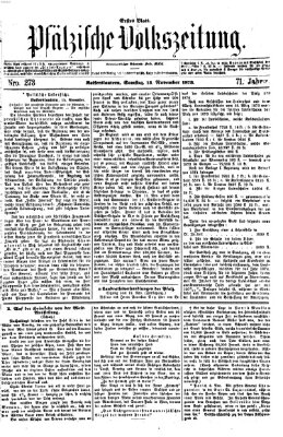 Pfälzische Volkszeitung Samstag 15. November 1873