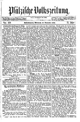 Pfälzische Volkszeitung Mittwoch 19. November 1873