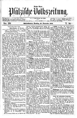 Pfälzische Volkszeitung Samstag 29. November 1873