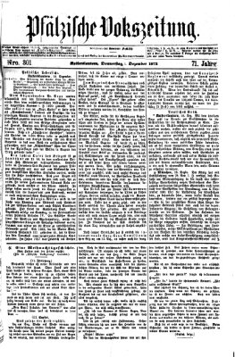 Pfälzische Volkszeitung Donnerstag 18. Dezember 1873