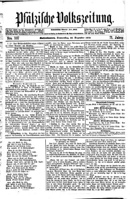 Pfälzische Volkszeitung Donnerstag 25. Dezember 1873