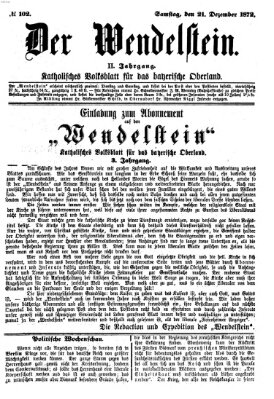 Wendelstein Samstag 21. Dezember 1872