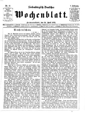 Siebenbürgisch-deutsches Wochenblatt Mittwoch 24. April 1872