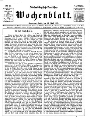 Siebenbürgisch-deutsches Wochenblatt Mittwoch 15. Mai 1872