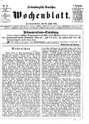 Siebenbürgisch-deutsches Wochenblatt Mittwoch 26. Juni 1872