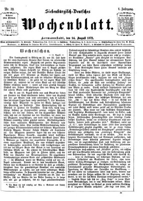 Siebenbürgisch-deutsches Wochenblatt Mittwoch 14. August 1872