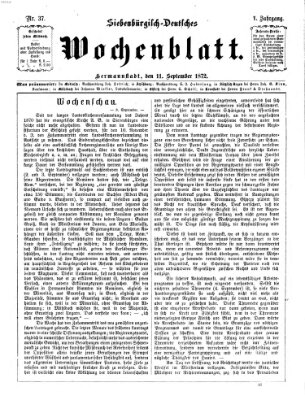 Siebenbürgisch-deutsches Wochenblatt Mittwoch 11. September 1872