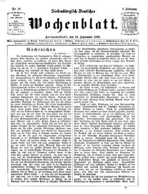 Siebenbürgisch-deutsches Wochenblatt Mittwoch 18. September 1872