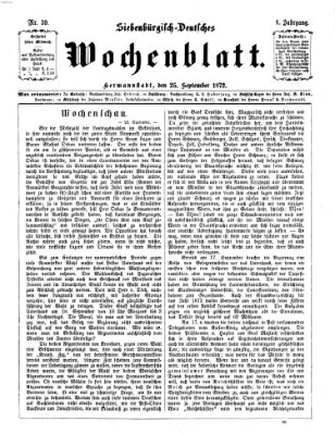 Siebenbürgisch-deutsches Wochenblatt Mittwoch 25. September 1872