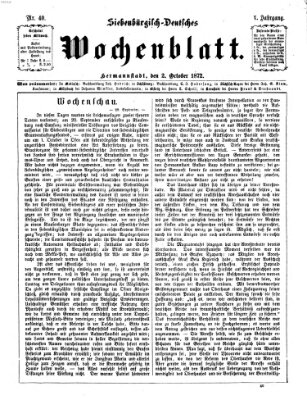 Siebenbürgisch-deutsches Wochenblatt Mittwoch 2. Oktober 1872