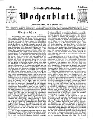 Siebenbürgisch-deutsches Wochenblatt Mittwoch 9. Oktober 1872