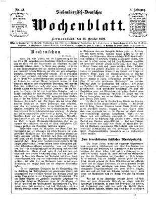 Siebenbürgisch-deutsches Wochenblatt Mittwoch 23. Oktober 1872