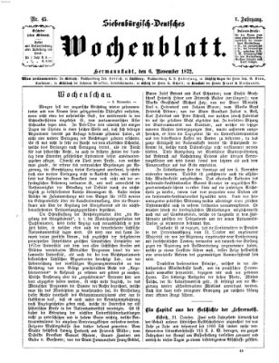 Siebenbürgisch-deutsches Wochenblatt Mittwoch 6. November 1872