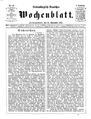 Siebenbürgisch-deutsches Wochenblatt Mittwoch 13. November 1872