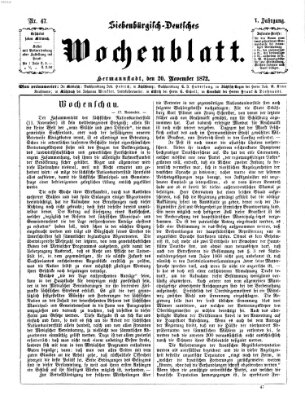 Siebenbürgisch-deutsches Wochenblatt Mittwoch 20. November 1872