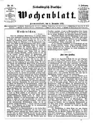 Siebenbürgisch-deutsches Wochenblatt Mittwoch 4. Dezember 1872