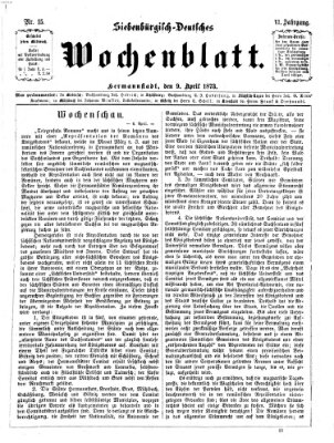 Siebenbürgisch-deutsches Wochenblatt Mittwoch 9. April 1873