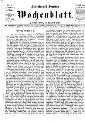 Siebenbürgisch-deutsches Wochenblatt Mittwoch 30. April 1873