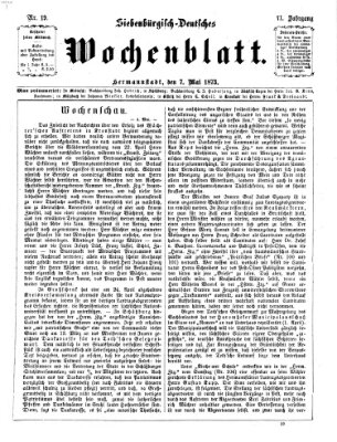 Siebenbürgisch-deutsches Wochenblatt Mittwoch 7. Mai 1873