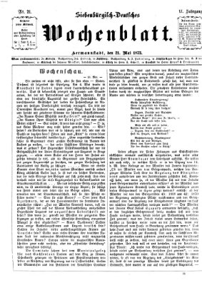 Siebenbürgisch-deutsches Wochenblatt Mittwoch 21. Mai 1873