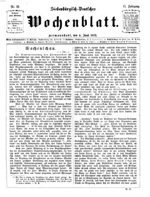 Siebenbürgisch-deutsches Wochenblatt Mittwoch 4. Juni 1873