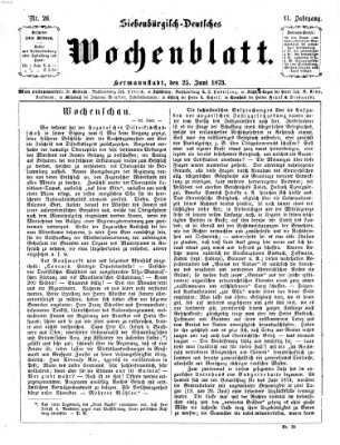 Siebenbürgisch-deutsches Wochenblatt Mittwoch 25. Juni 1873