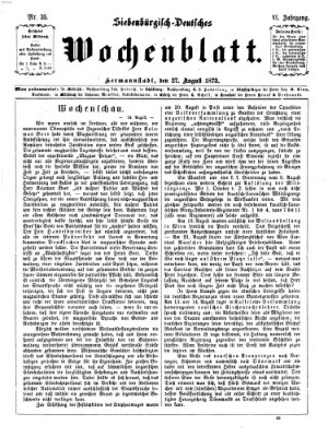 Siebenbürgisch-deutsches Wochenblatt Mittwoch 27. August 1873