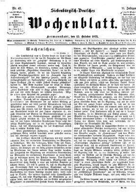 Siebenbürgisch-deutsches Wochenblatt Mittwoch 15. Oktober 1873