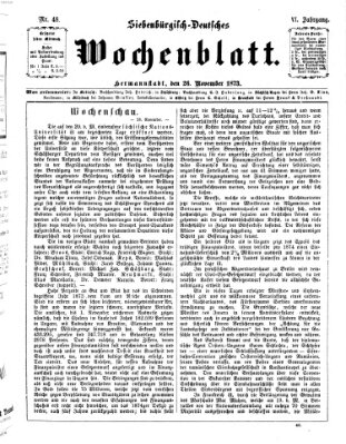 Siebenbürgisch-deutsches Wochenblatt Mittwoch 26. November 1873