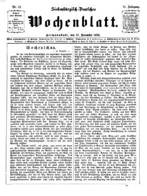 Siebenbürgisch-deutsches Wochenblatt Mittwoch 17. Dezember 1873