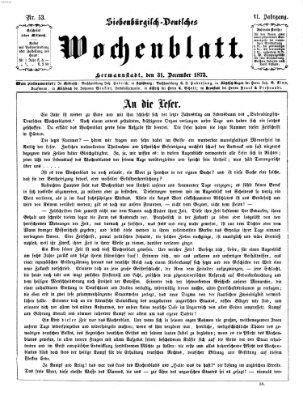 Siebenbürgisch-deutsches Wochenblatt Mittwoch 31. Dezember 1873