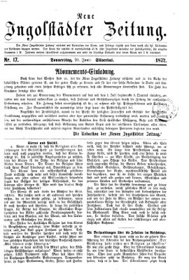 Neue Ingolstädter Zeitung Donnerstag 20. Juni 1872