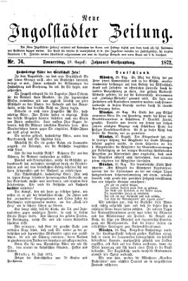 Neue Ingolstädter Zeitung Donnerstag 29. August 1872