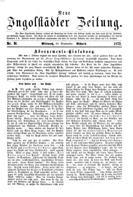 Neue Ingolstädter Zeitung Mittwoch 18. September 1872