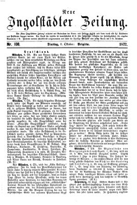 Neue Ingolstädter Zeitung Dienstag 8. Oktober 1872