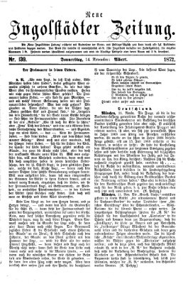 Neue Ingolstädter Zeitung Donnerstag 14. November 1872