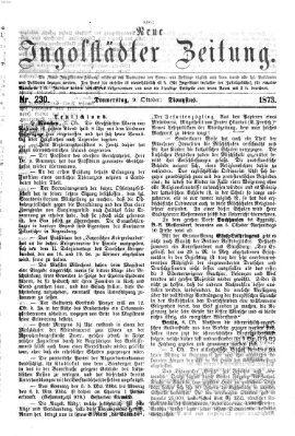 Neue Ingolstädter Zeitung Donnerstag 9. Oktober 1873