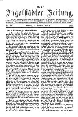 Neue Ingolstädter Zeitung Samstag 22. November 1873