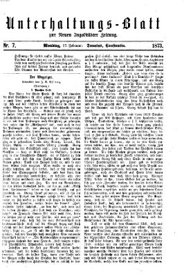 Neue Ingolstädter Zeitung. Unterhaltungs-Blatt zur "Neuen Ingolstädter Zeitung" (Neue Ingolstädter Zeitung) Montag 17. Februar 1873