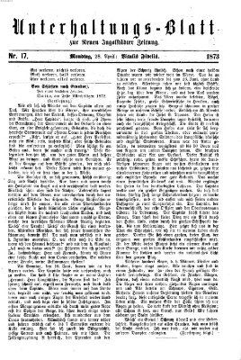 Neue Ingolstädter Zeitung. Unterhaltungs-Blatt zur "Neuen Ingolstädter Zeitung" (Neue Ingolstädter Zeitung) Montag 28. April 1873