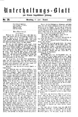 Neue Ingolstädter Zeitung. Unterhaltungs-Blatt zur "Neuen Ingolstädter Zeitung" (Neue Ingolstädter Zeitung) Montag 21. Juli 1873