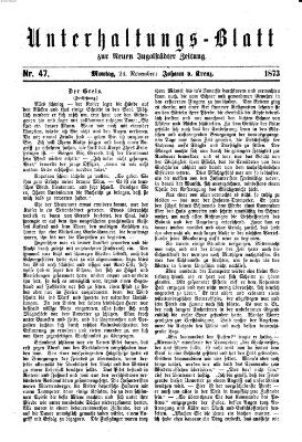 Neue Ingolstädter Zeitung. Unterhaltungs-Blatt zur "Neuen Ingolstädter Zeitung" (Neue Ingolstädter Zeitung) Montag 24. November 1873